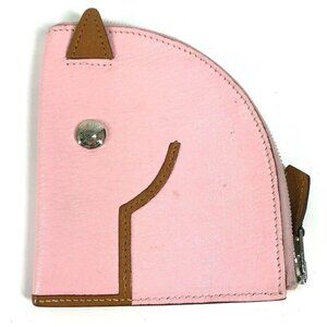 HERMES Horse Cheval Paddock Wallet Coin Compartment coin purse Chevre pink